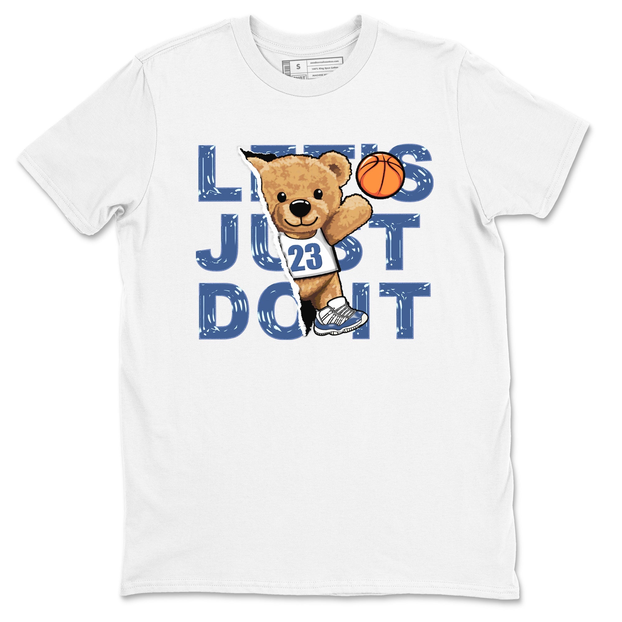 11s Diffused Blue shirts to match jordans Rip Out Bear sneaker match tees Air Jordan 11 Diffused Blue SNRT Sneaker Release Tees unisex cotton White 2 crew neck shirts