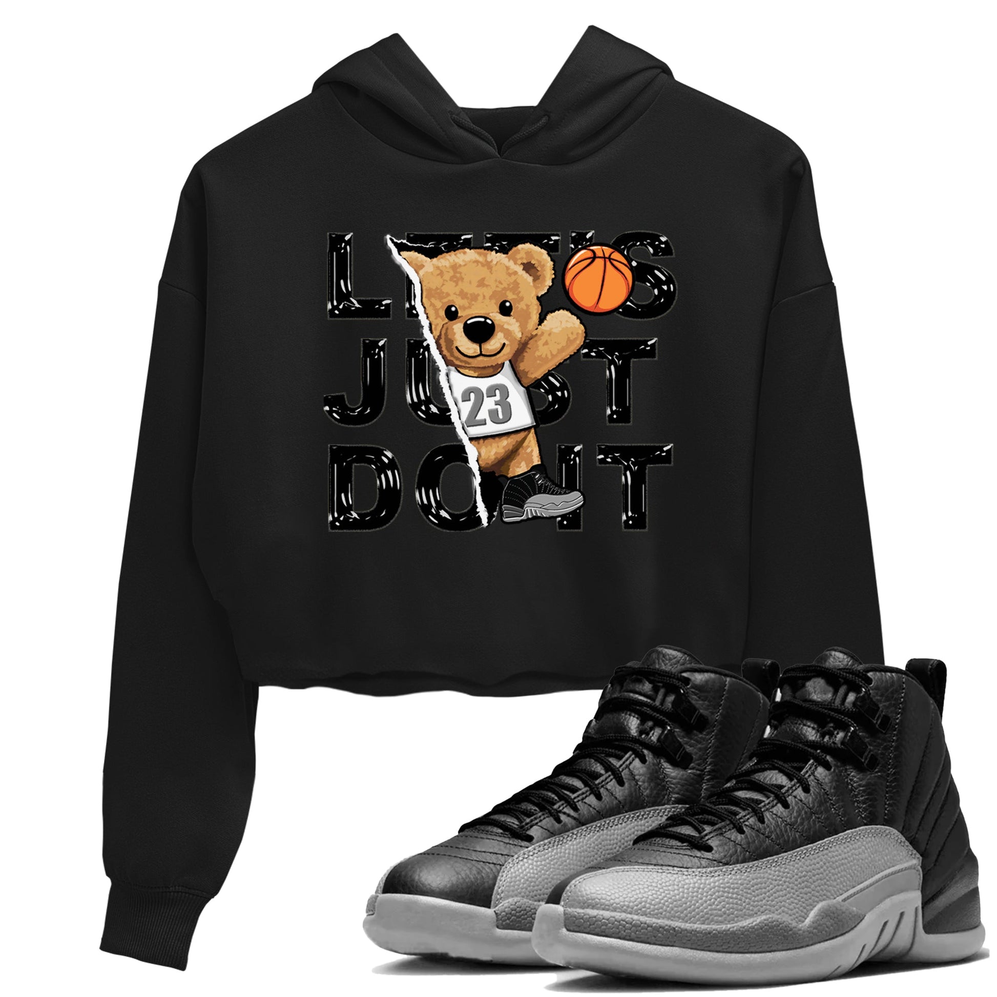 12s Black Wolf Grey shirts to match jordans Rip Out Bear sneaker match tees 12s Baron SNRT Sneaker Release Tees unisex cotton Black 1 Crop Shirts