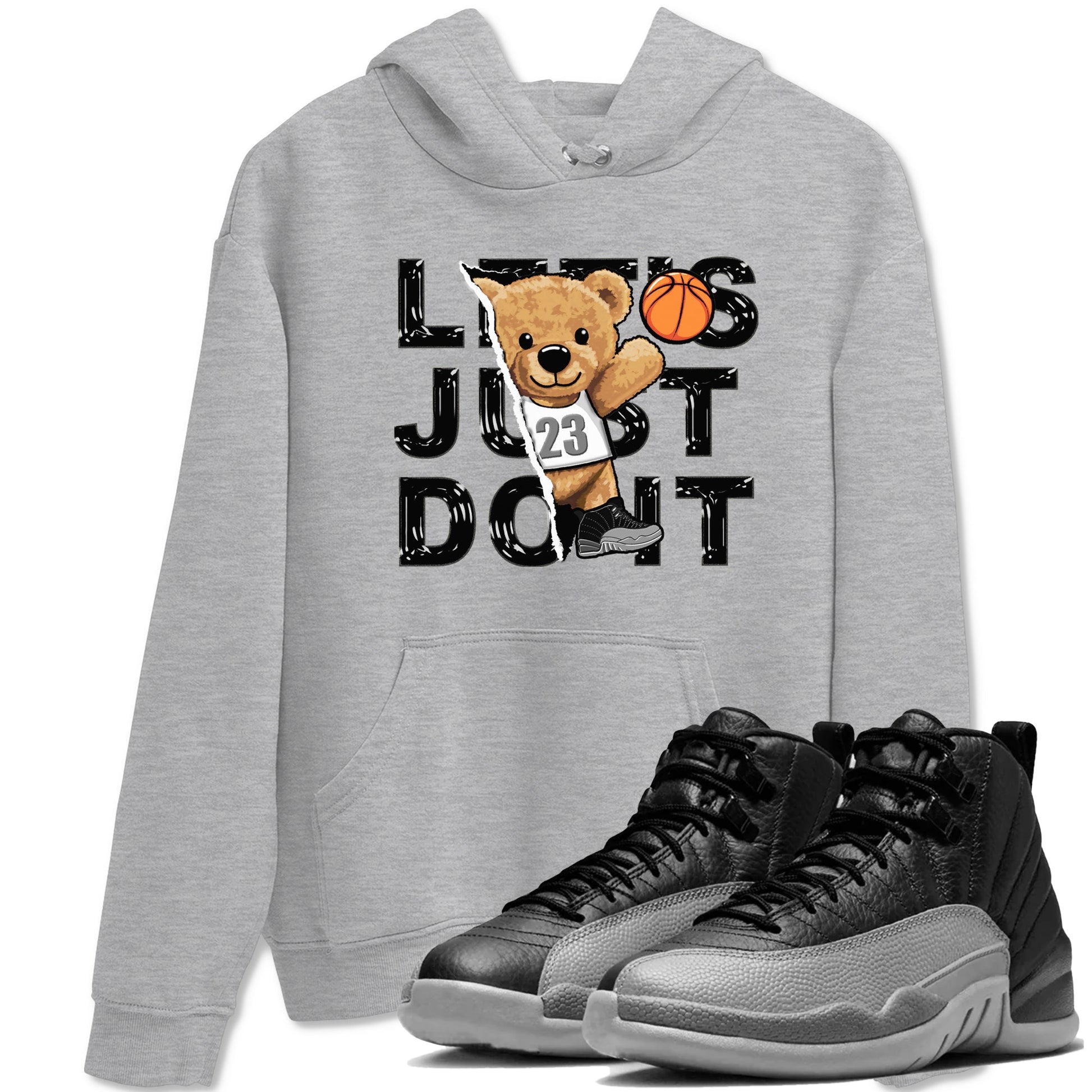 12s Black Wolf Grey shirts to match jordans Rip Out Bear sneaker match tees 12s Baron SNRT Sneaker Release Tees unisex cotton Heather Grey 1 crew neck shirts