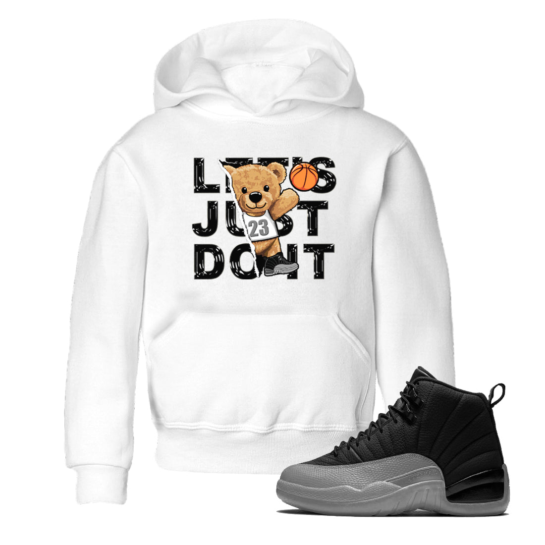 12s Black Wolf Grey shirts to match jordans Rip Out Bear sneaker match tees 12s Baron SNRT Sneaker Release Tees Youth Baby White 1 crew neck shirts