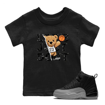 12s Black Wolf Grey shirts to match jordans Rip Out Bear sneaker match tees 12s Baron SNRT Sneaker Release Tees Youth Baby Black 1 crew neck shirts