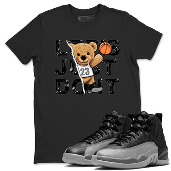 12s Black Wolf Grey shirts to match jordans Rip Out Bear sneaker match tees 12s Baron SNRT Sneaker Release Tees unisex cotton Black 1 crew neck shirts