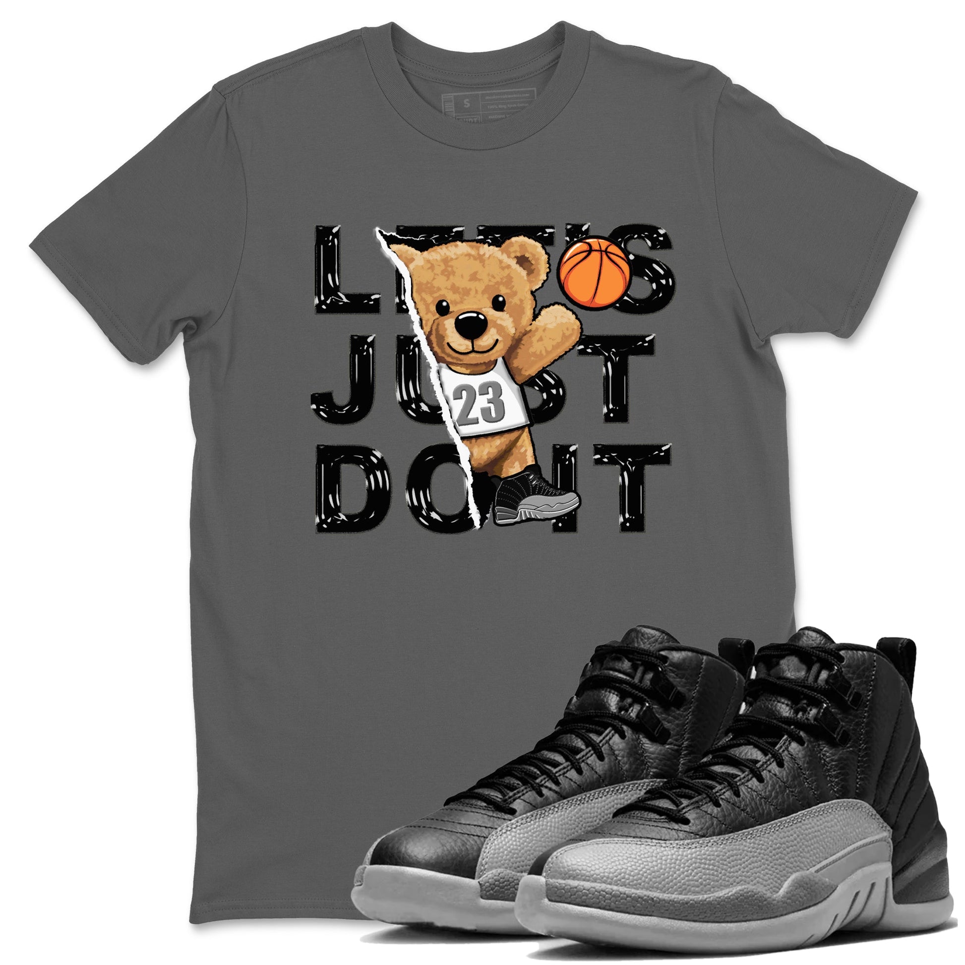 12s Black Wolf Grey shirts to match jordans Rip Out Bear sneaker match tees 12s Baron SNRT Sneaker Release Tees unisex cotton Cool Grey 1 crew neck shirts