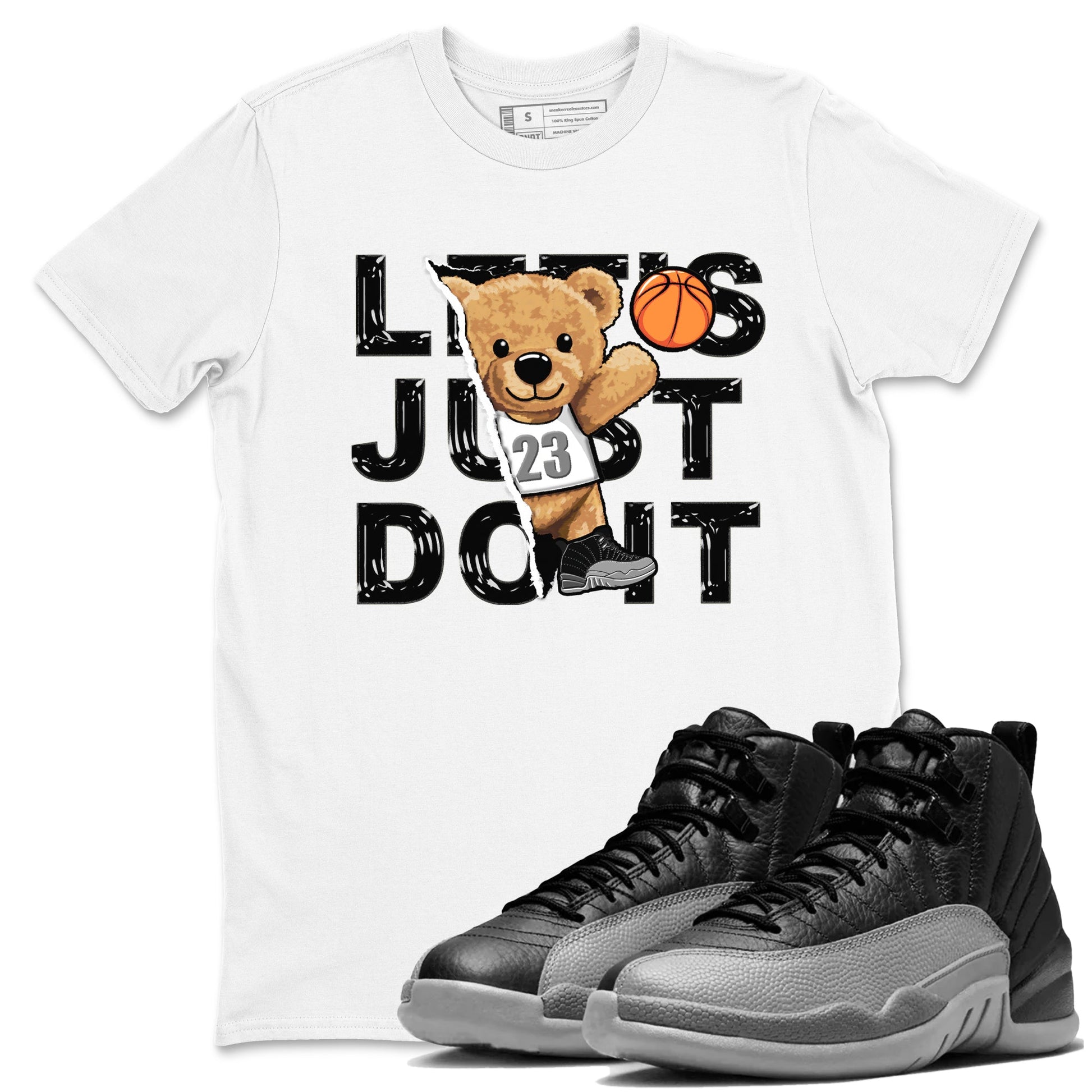 12s Black Wolf Grey shirts to match jordans Rip Out Bear sneaker match tees 12s Baron SNRT Sneaker Release Tees unisex cotton White 1 crew neck shirts