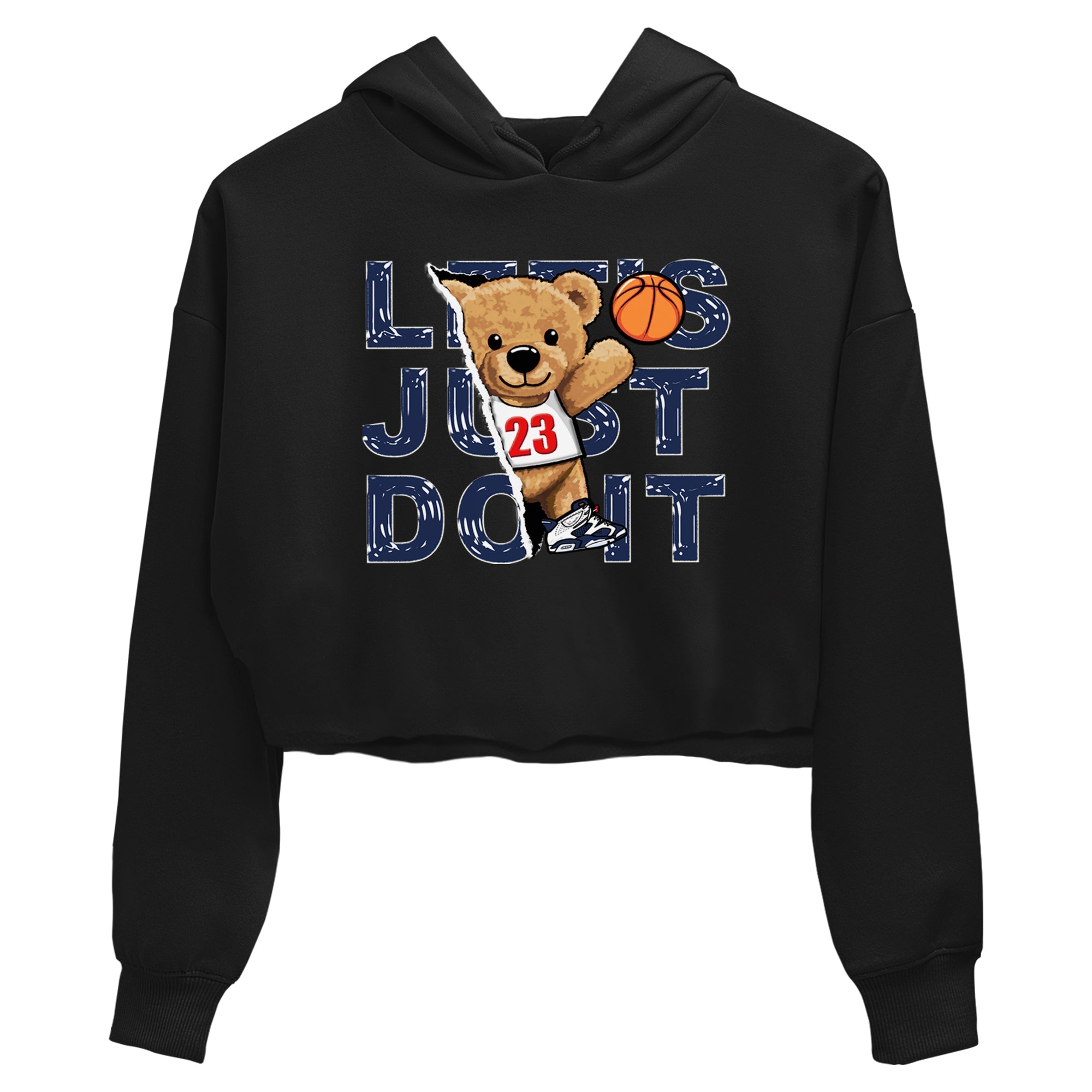 6s White And Midnight Navy shirts to match jordans Rip Out Bear sneaker match tees Air Jordan 6 White And Midnight Navy SNRT Sneaker Release Tees unisex cotton Black 2 Crop Shirts