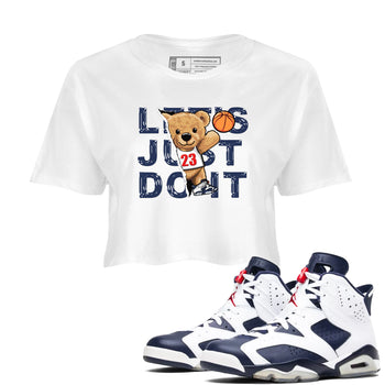 6s White And Midnight Navy shirts to match jordans Rip Out Bear sneaker match tees Air Jordan 6 White And Midnight Navy SNRT Sneaker Release Tees unisex cotton White 1 Crop Shirts