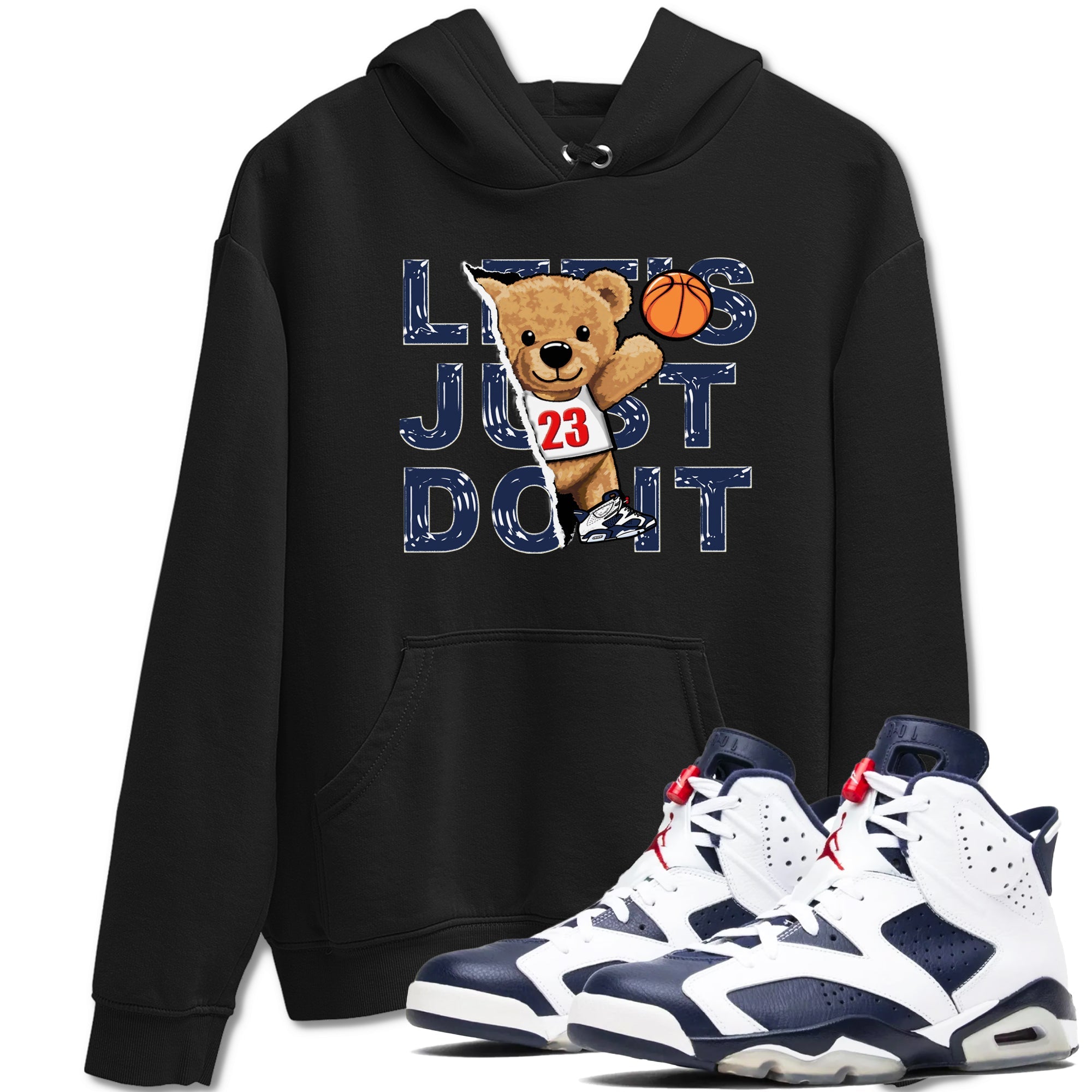 6s White And Midnight Navy shirts to match jordans Rip Out Bear sneaker match tees Air Jordan 6 White And Midnight Navy SNRT Sneaker Release Tees unisex cotton Black 1 crew neck shirts