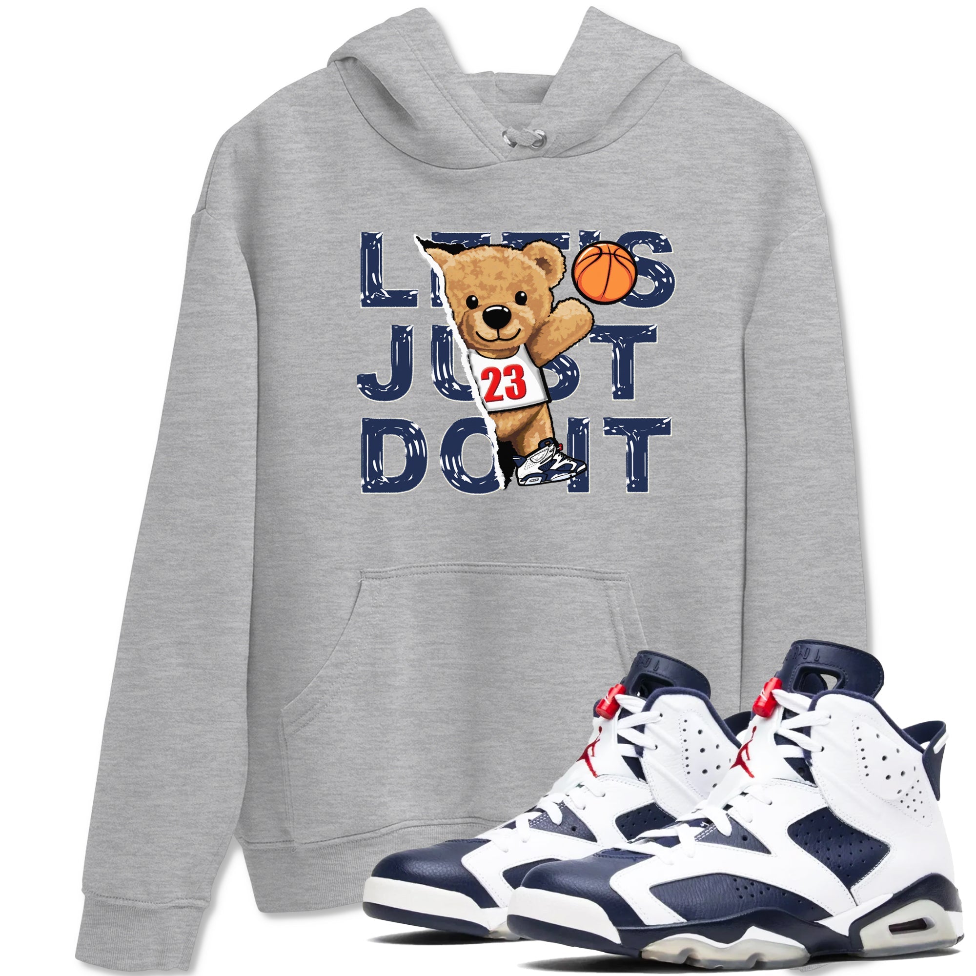 6s White And Midnight Navy shirts to match jordans Rip Out Bear sneaker match tees Air Jordan 6 White And Midnight Navy SNRT Sneaker Release Tees unisex cotton Heather Grey 1 crew neck shirts
