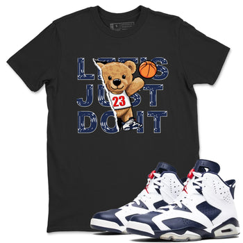 6s White And Midnight Navy shirts to match jordans Rip Out Bear sneaker match tees Air Jordan 6 White And Midnight Navy SNRT Sneaker Release Tees unisex cotton Black 1 crew neck shirts