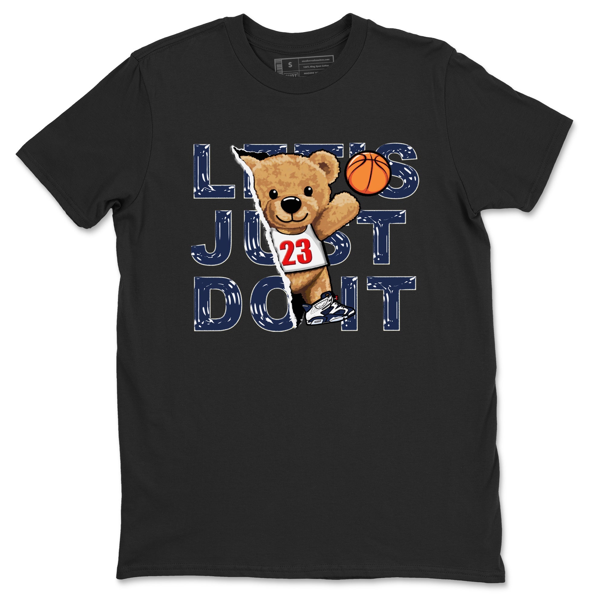 6s White And Midnight Navy shirts to match jordans Rip Out Bear sneaker match tees Air Jordan 6 White And Midnight Navy SNRT Sneaker Release Tees unisex cotton Black 2 crew neck shirts