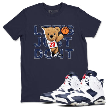 6s White And Midnight Navy shirts to match jordans Rip Out Bear sneaker match tees Air Jordan 6 White And Midnight Navy SNRT Sneaker Release Tees unisex cotton Navy 1 crew neck shirts