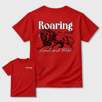 Roaring To the World sneaker match t-shirt styled to complete your sneaker outfitwith the AJ4 Toro Bravo, shown in Red.