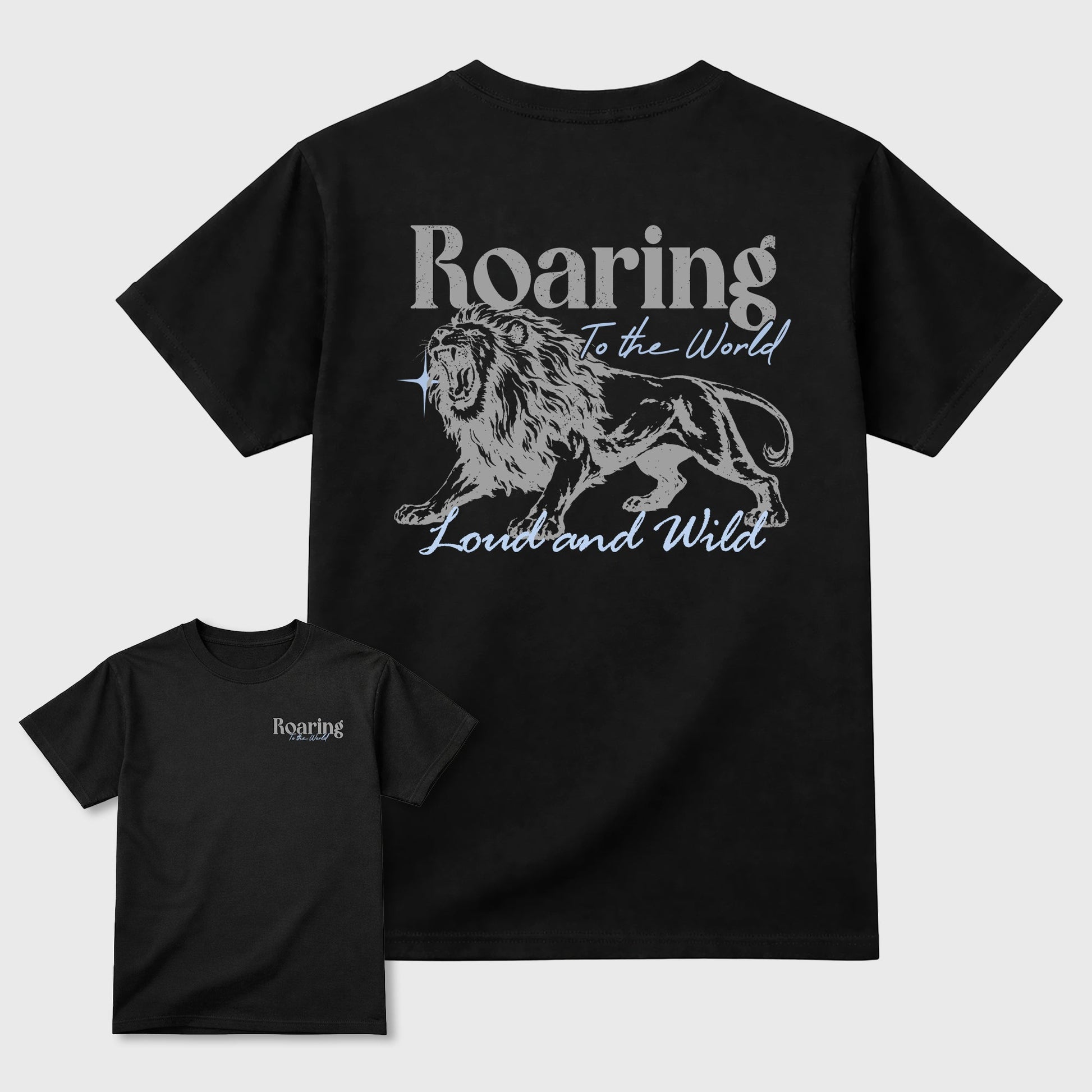 Roaring To the World sneaker match t-shirt styled to complete your fit with the sneakers, shown in Black.