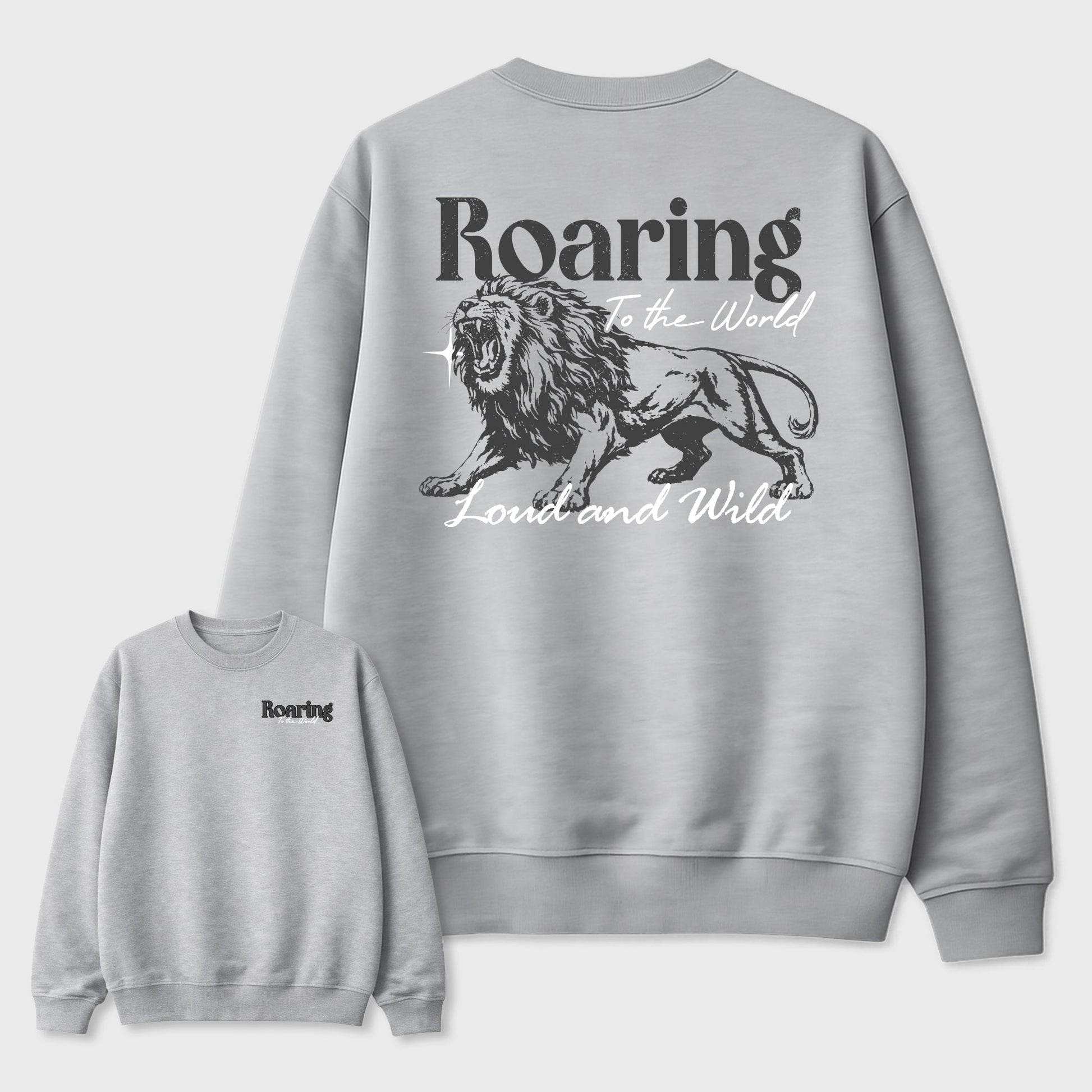 Roaring To the World sneaker match t-shirt styled to complete your fit with the sneakers, shown in Heather Grey.