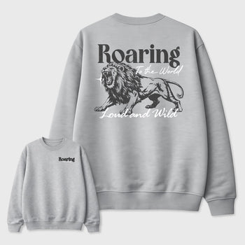 Roaring To the World sneaker match t-shirt styled to complete your fit with the sneakers, shown in Heather Grey.