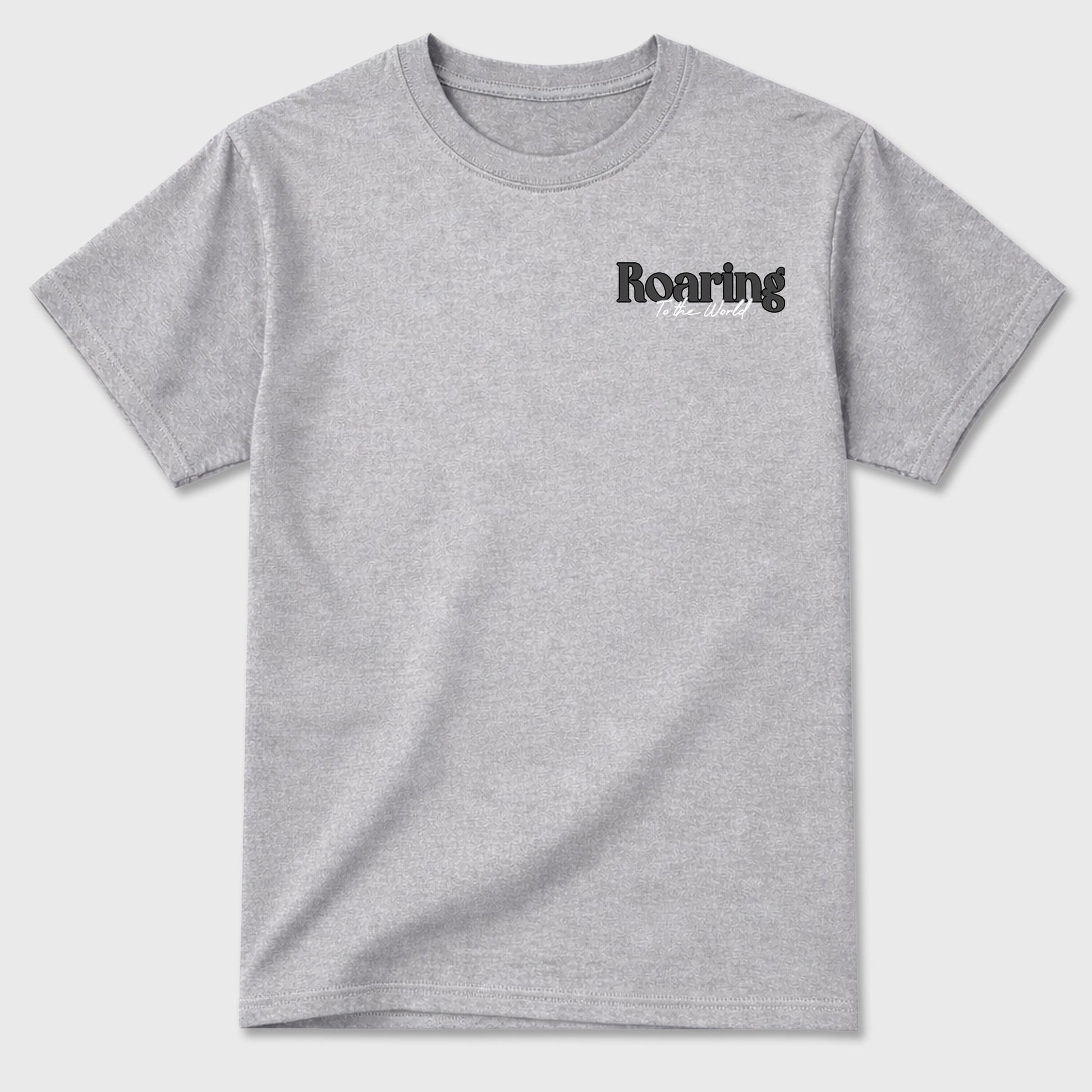 Roaring To the World sneaker match t-shirt styled to complete your fit with the sneakers, shown in Heather Grey.