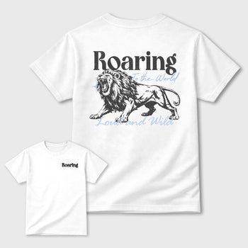 Roaring To the World sneaker match t-shirt styled to complete your fit with the sneakers, shown in White.