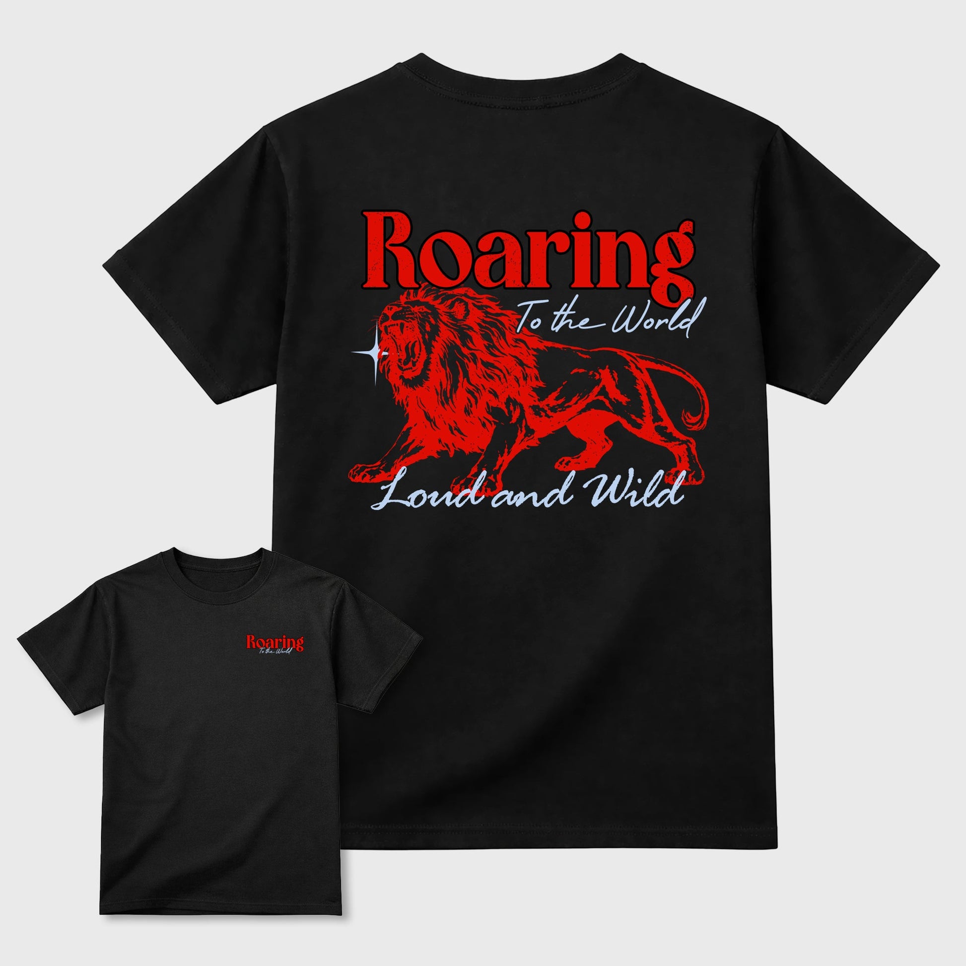 Roaring To the World sneaker match t-shirt styled to complete your fit with the Air Jordan 6 Retro Reverse Infrared sneakers, shown in Black.