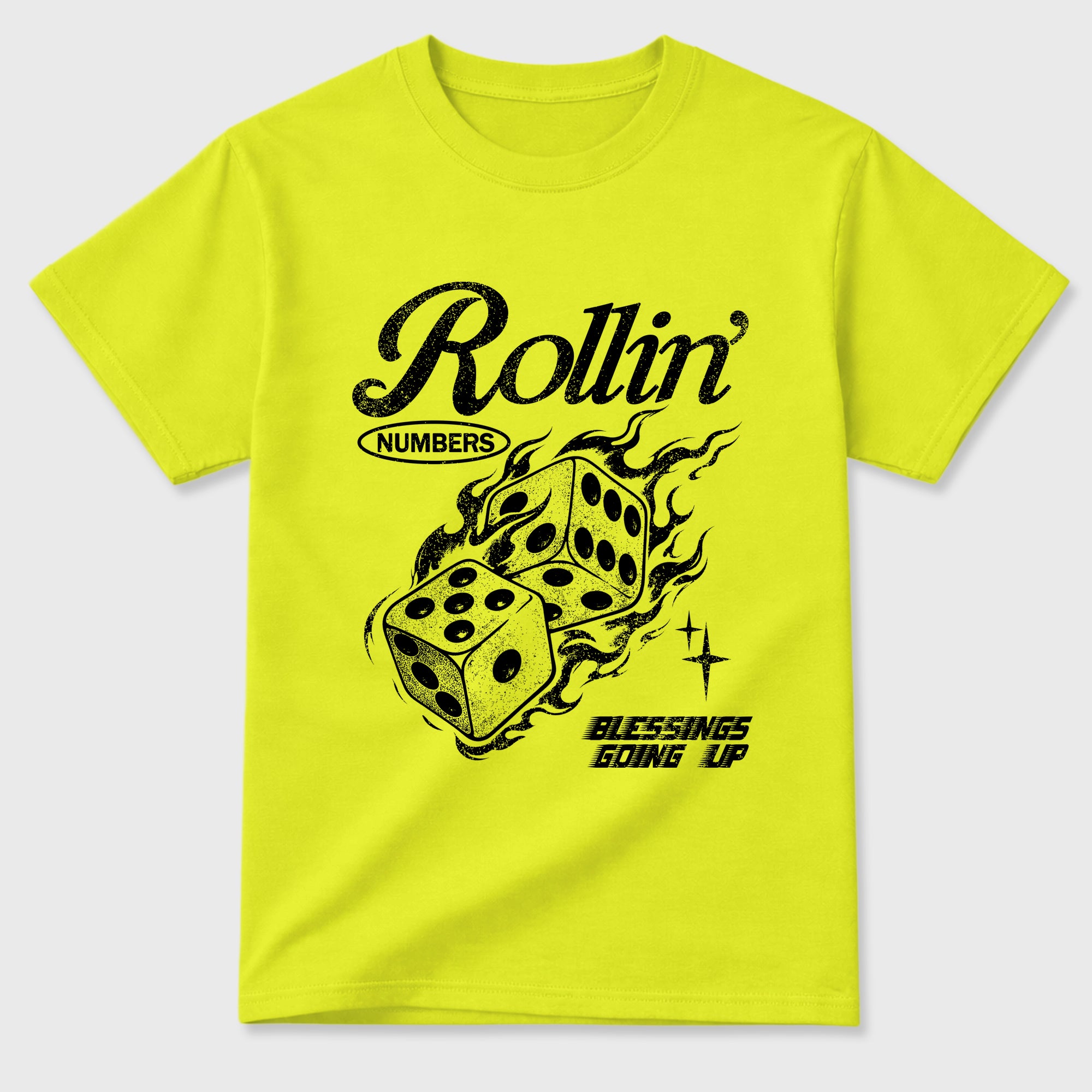 Sneaker match tees – Sneaker Tees To Match Air Foamposite Pro Black Shoes – Rollin Numbers Tee Safety Green 2