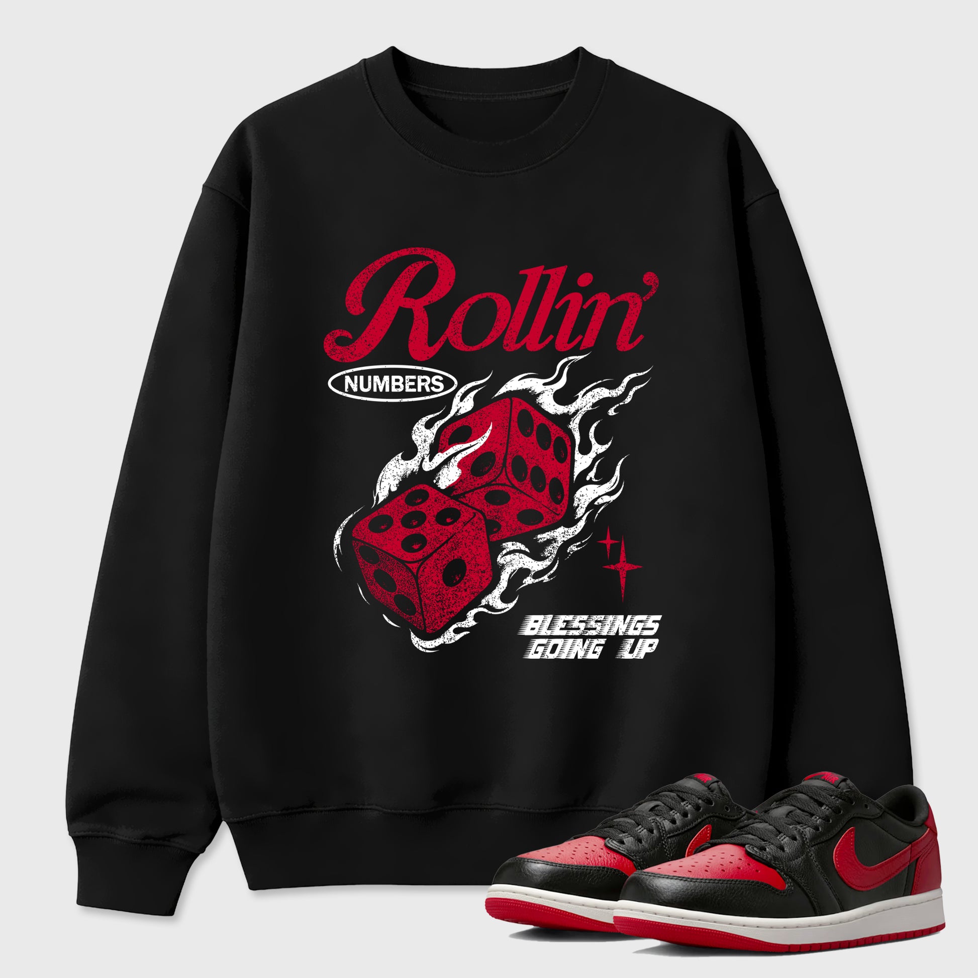 Sneaker match tees – Sneaker Tees To Match Air Jordan 1 Banned Shoes – Rollin Numbers Tee Black 1