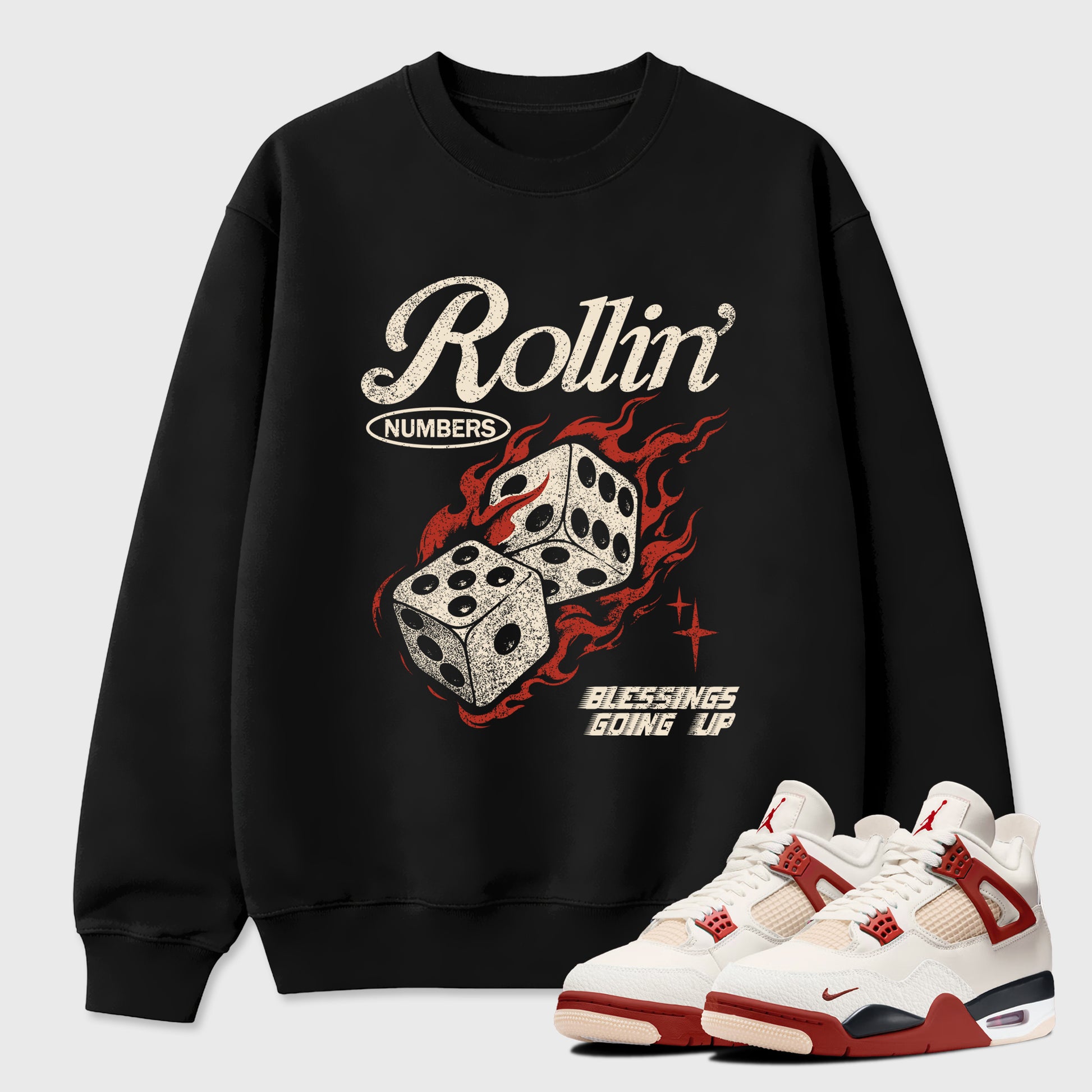 Sneaker match tees – Sneaker Tees To Match Air Jordan 4 Brick After Brick Shoes – Rollin Numbers Tee Black 1