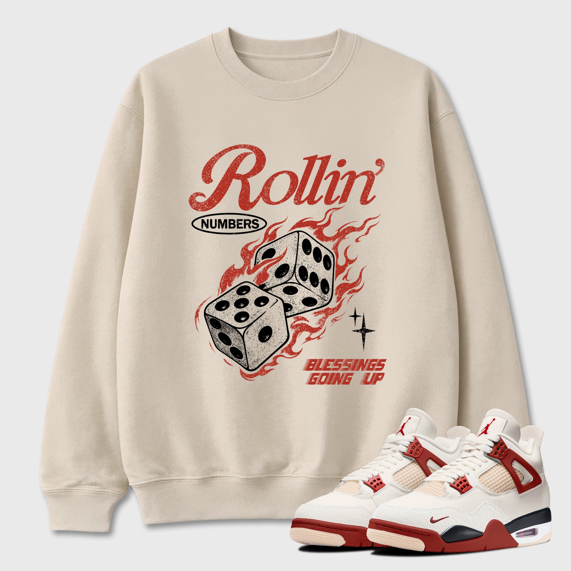 Sneaker match tees – Sneaker Tees To Match Air Jordan 4 Brick After Brick Shoes – Rollin Numbers Tee Natural 1