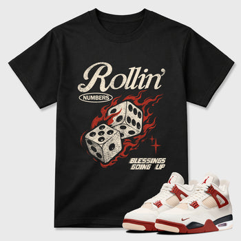 Sneaker match tees – Sneaker Tees To Match Air Jordan 4 Brick After Brick Shoes – Rollin Numbers Tee Black 1