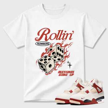 Sneaker match tees – Sneaker Tees To Match Air Jordan 4 Brick After Brick Shoes – Rollin Numbers Tee White 1