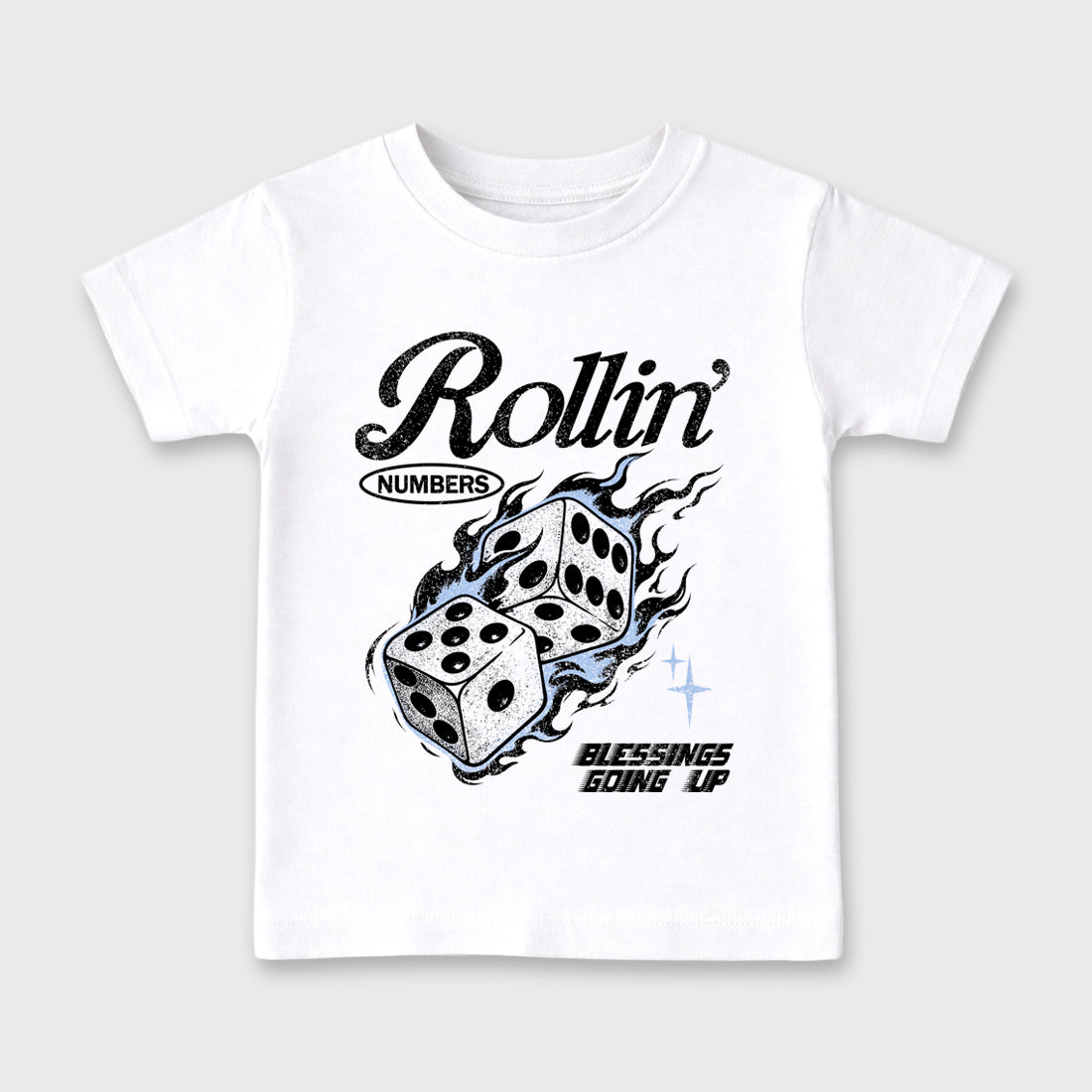 Rollin Numbers Baby & Kids Graphic T-Shirt featuring original artwork designed to match the Air Jordan 6 Black and White. White 2 Kids Graphic Tee.