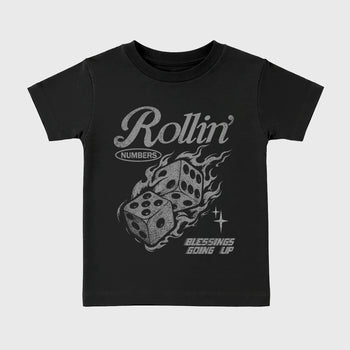 Sneaker match tees – Sneaker Tees To Match Air Jordan 6 Cap and Gown Shoes – Rollin Numbers Kids T-Shirt Black 2