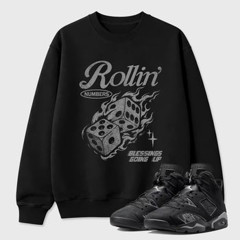 Sneaker match tees – Sneaker Tees To Match Air Jordan 6 Cap and Gown Shoes – Rollin Numbers Tee Black 1