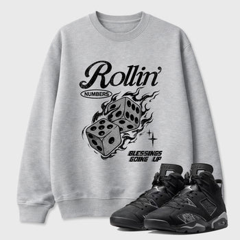 Sneaker match tees – Sneaker Tees To Match Air Jordan 6 Cap and Gown Shoes – Rollin Numbers Tee Heather Grey 1