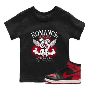 1s '85 Bred shirts to match jordans Romance Is Not Dead best t shirts to wear with jordans AJ1 Retro High OG '85 Bred match shoes to clothes SNRT Sneaker Tees Youth Baby Black 1 tee