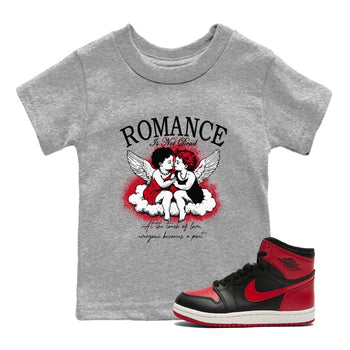 1s '85 Bred shirts to match jordans Romance Is Not Dead best t shirts to wear with jordans AJ1 Retro High OG '85 Bred match shoes to clothes SNRT Sneaker Tees Youth Baby Heather Grey 1 tee