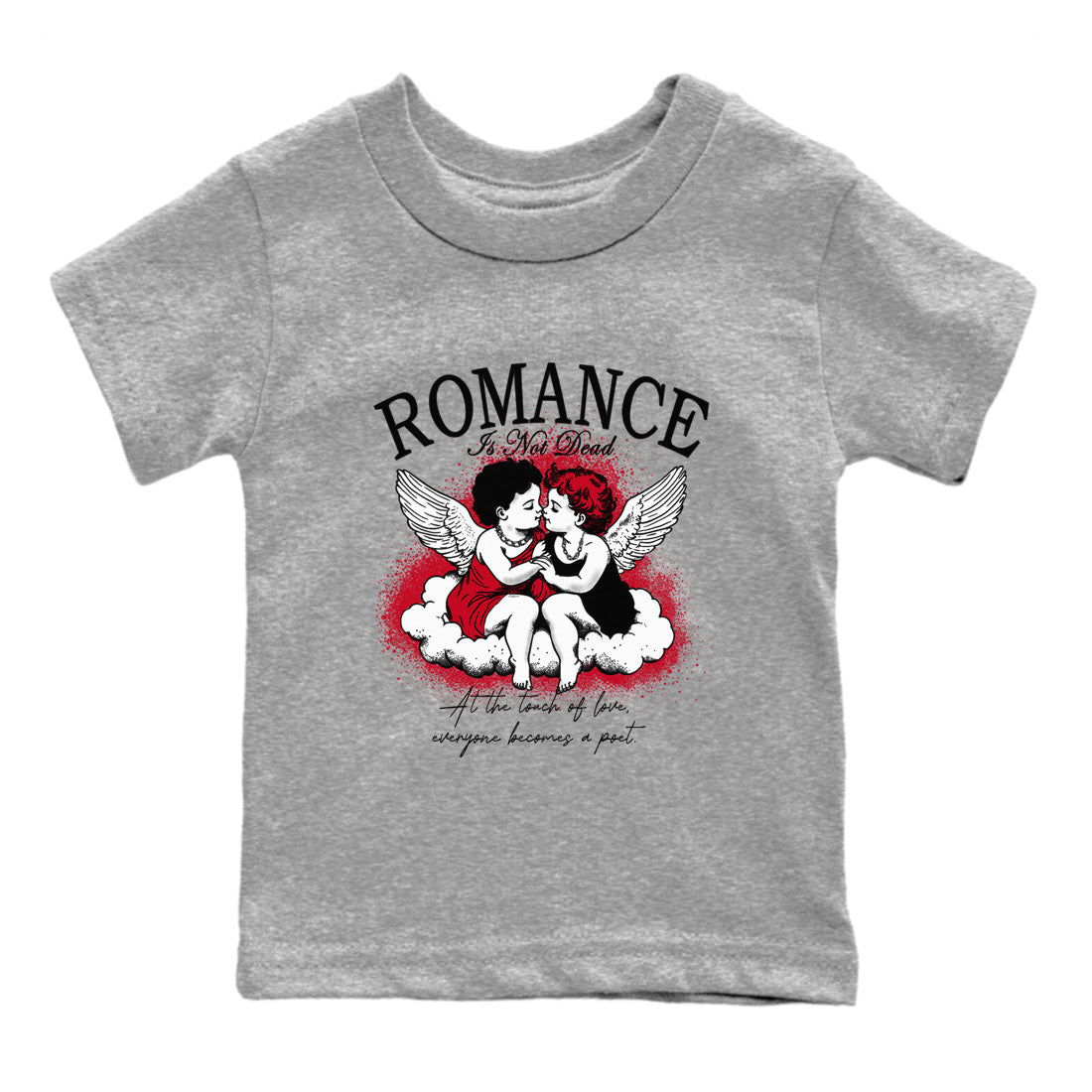 1s '85 Bred shirts to match jordans Romance Is Not Dead best t shirts to wear with jordans AJ1 Retro High OG '85 Bred match shoes to clothes SNRT Sneaker Tees Youth Baby Heather Grey 2 tee