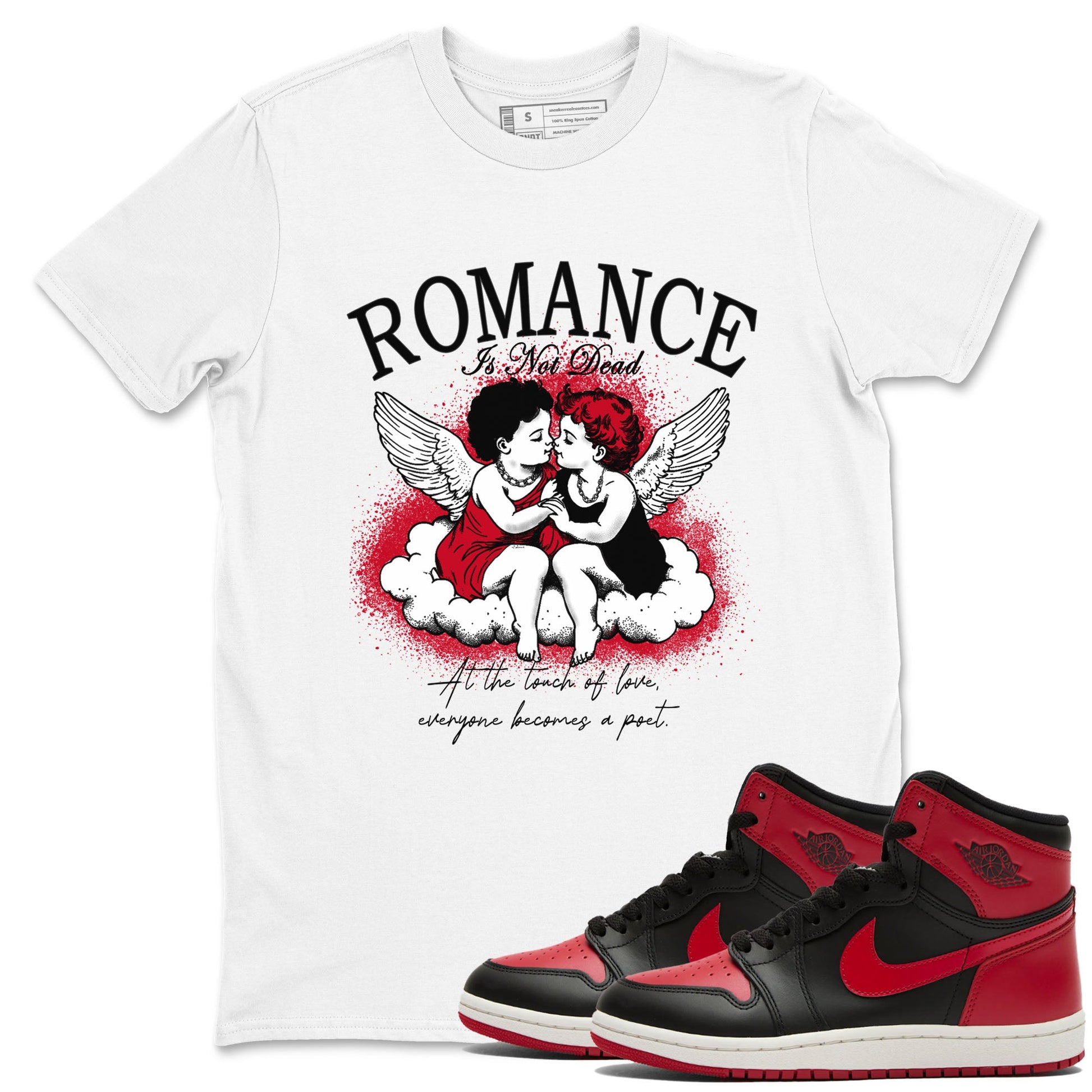 1s '85 Bred shirts to match jordans Romance Is Not Dead best t shirts to wear with jordans AJ1 Retro High OG '85 Bred match shoes to clothes SNRT Sneaker Tees unisex cotton White 1 shirts