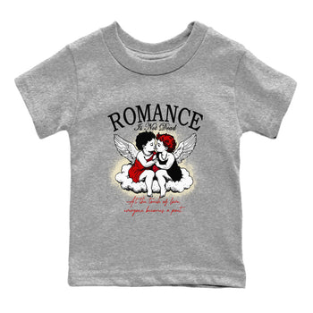 1s Black Toe Reimagined shirts to match jordans Romance Is Not Dead best t shirts to wear with jordans AJ1 High OG Black Toe Reimagined match shoes to clothes SNRT Sneaker Tees Youth Baby Heather Grey 2 tee