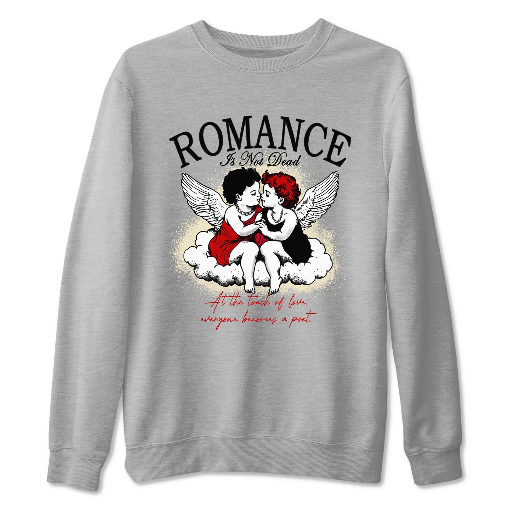 1s Black Toe Reimagined shirts to match jordans Romance Is Not Dead best t shirts to wear with jordans AJ1 High OG Black Toe Reimagined match shoes to clothes SNRT Sneaker Tees unisex cotton Heather Grey 2 shirts
