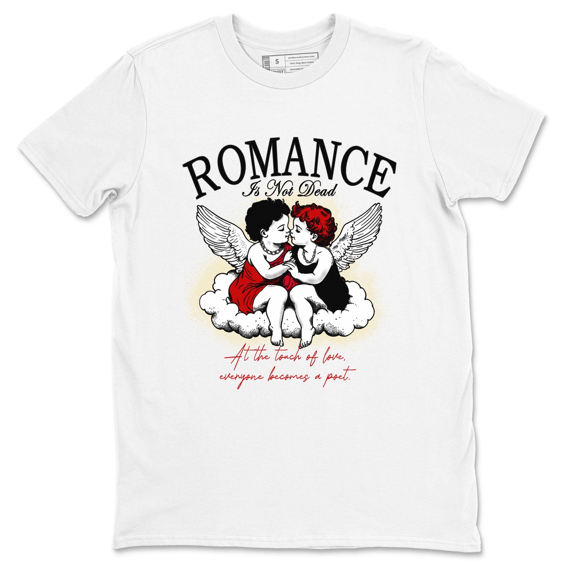 1s Black Toe Reimagined shirts to match jordans Romance Is Not Dead best t shirts to wear with jordans AJ1 High OG Black Toe Reimagined match shoes to clothes SNRT Sneaker Tees unisex cotton White 2 shirts