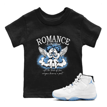 11s Legend Blue shirts to match jordans Romance Is Not Dead best t shirts to wear with jordans Air Jordan 11 Retro Legend Blue match shoes to clothes SNRT Sneaker Tees Youth Baby Black 1 tee