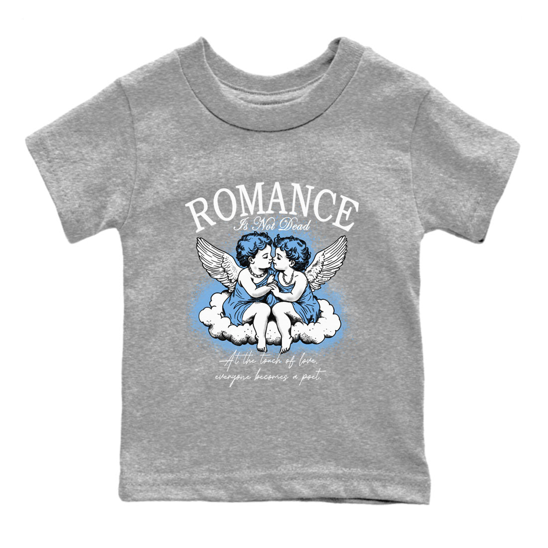 11s Legend Blue shirts to match jordans Romance Is Not Dead best t shirts to wear with jordans Air Jordan 11 Retro Legend Blue match shoes to clothes SNRT Sneaker Tees Youth Baby Heather Grey 2 tee