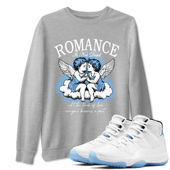11s Legend Blue shirts to match jordans Romance Is Not Dead best t shirts to wear with jordans Air Jordan 11 Retro Legend Blue match shoes to clothes SNRT Sneaker Tees unisex cotton Heather Grey 1 shirts