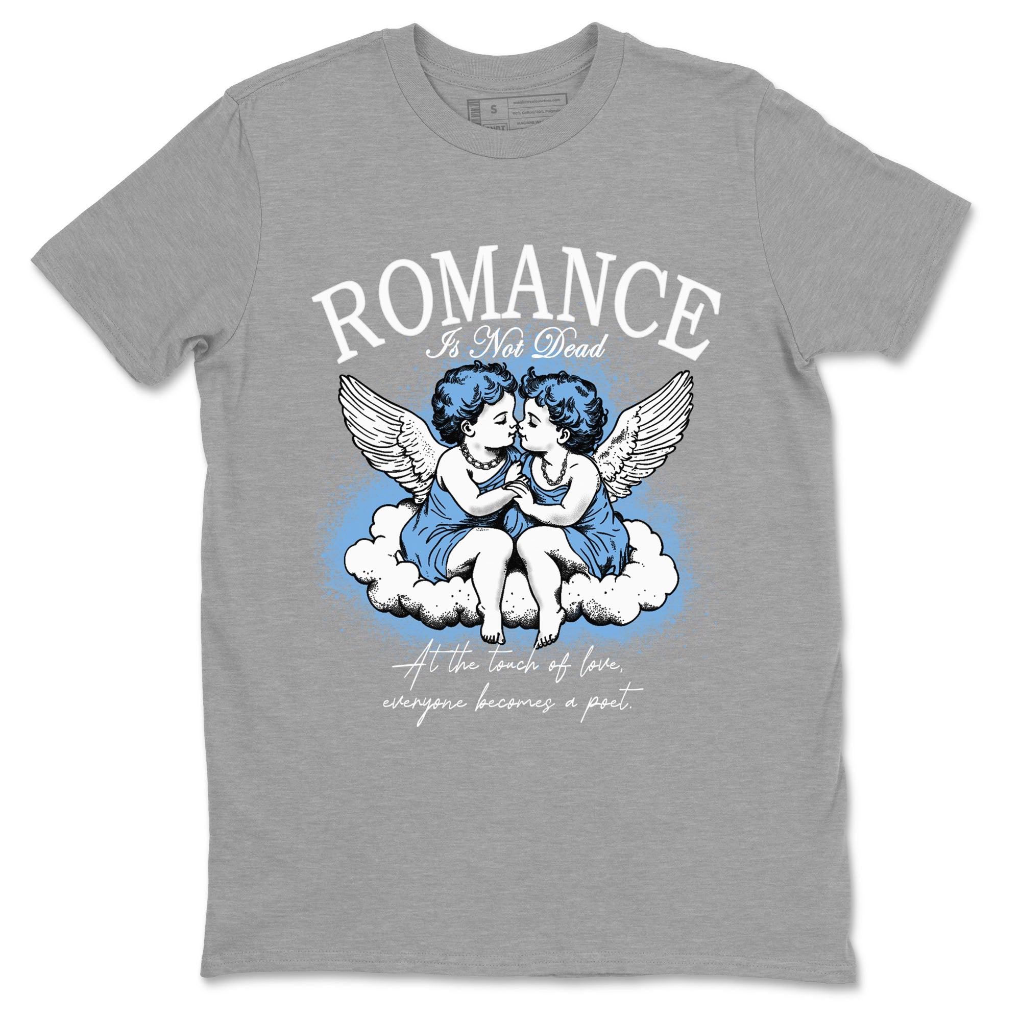 11s Legend Blue shirts to match jordans Romance Is Not Dead best t shirts to wear with jordans Air Jordan 11 Retro Legend Blue match shoes to clothes SNRT Sneaker Tees unisex cotton Heather Grey 2 shirts