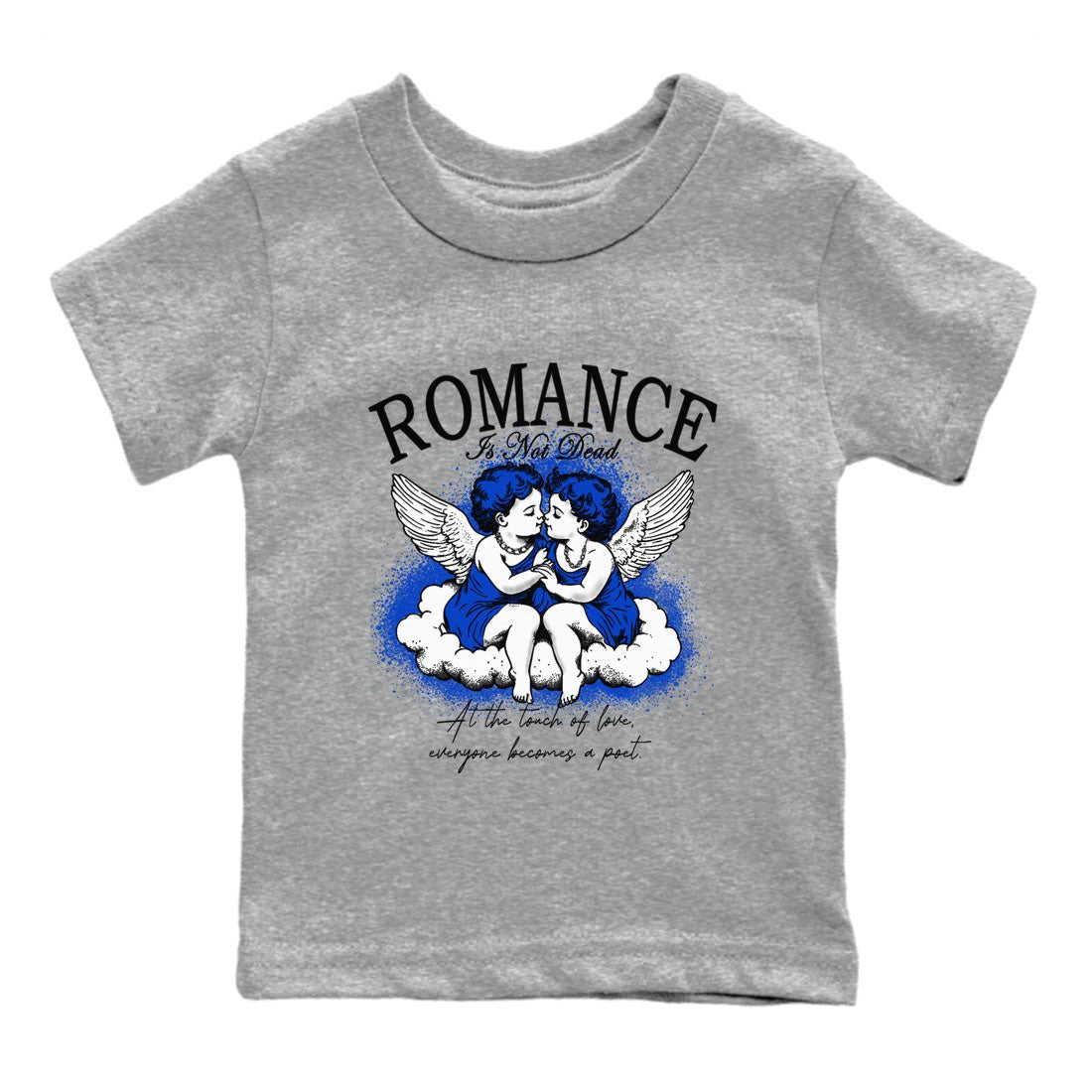 12s Blueberry shirts to match jordans Romance Is Not Dead best t shirts to wear with jordans Air Jordan 12 Retro Blueberry match shoes to clothes SNRT Sneaker Tees Youth Baby Heather Grey 2 tee
