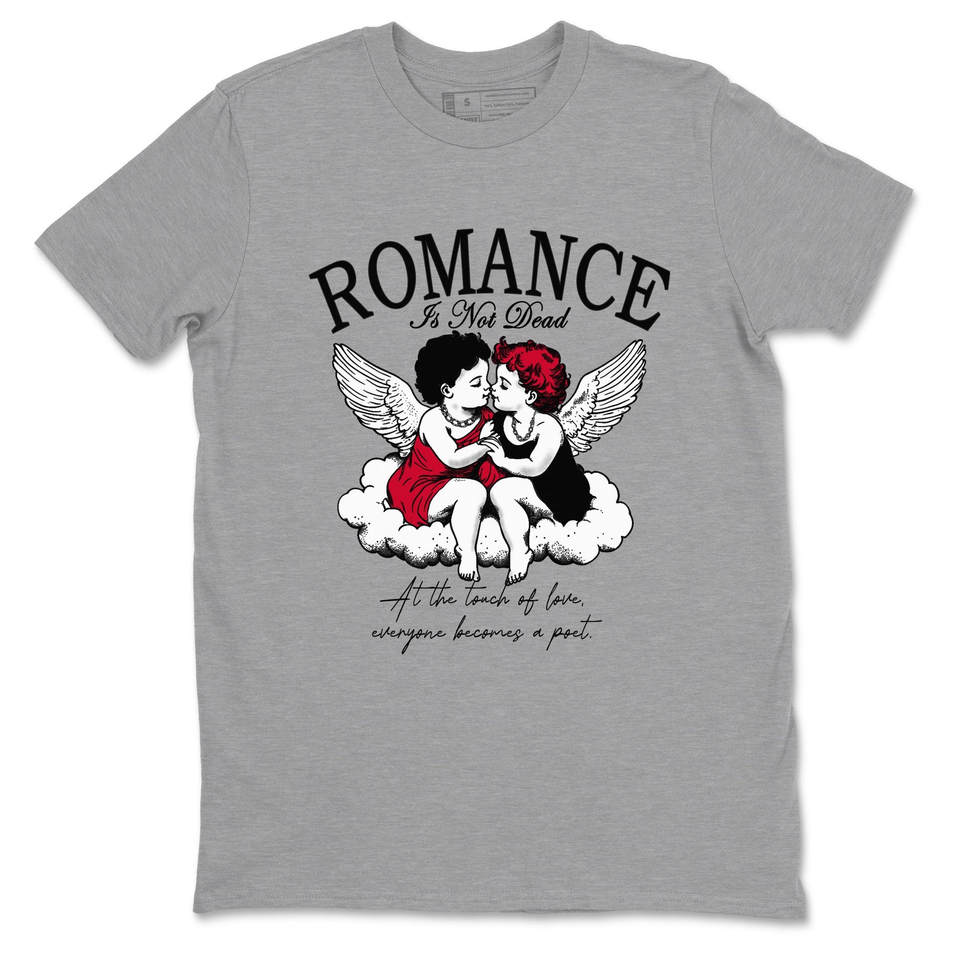 12s Flu Game shirts to match jordans Romance Is Not Dead best t shirts to wear with jordans Air Jordan 12 Retro Flu Black and Varsity Red match shoes to clothes SNRT Sneaker Tees unisex cotton Heather Grey 2 shirts