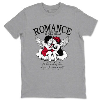 12s Flu Game shirts to match jordans Romance Is Not Dead best t shirts to wear with jordans Air Jordan 12 Retro Flu Black and Varsity Red match shoes to clothes SNRT Sneaker Tees unisex cotton Heather Grey 2 shirts