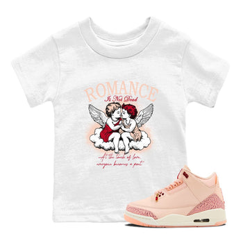 Air Jordan 3 Valentine's Day Graphic shirts Romance Is Not Dead Valentine Gift shirts Air Jordan 3 Washed Coral best t-shirts to wear with jordans SNRT Sneaker Tees Youth Baby White 1 tee