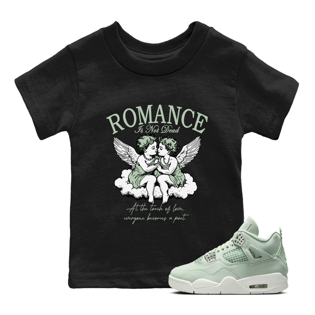 4s Abundance shirts to match jordans Romance Is Not Dead sneaker match tees Air Jordan 4 Seafoam match shoes to clothes SNRT Sneaker Tees Youth Baby Black 1 tee