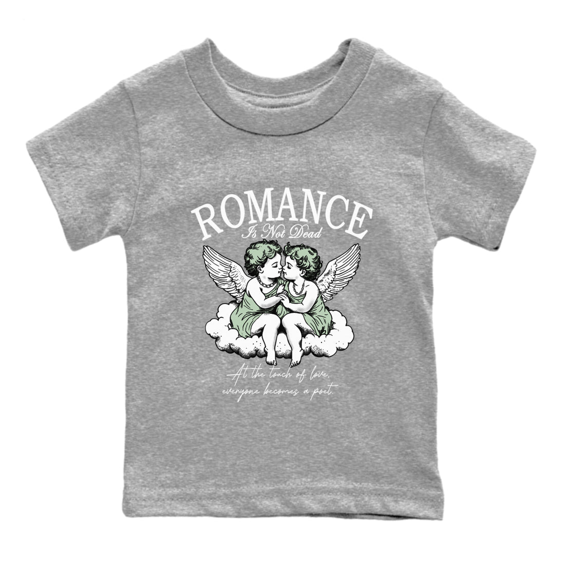 4s Abundance shirts to match jordans Romance Is Not Dead sneaker match tees Air Jordan 4 Seafoam match shoes to clothes SNRT Sneaker Tees Youth Baby Heather Grey 2 tee