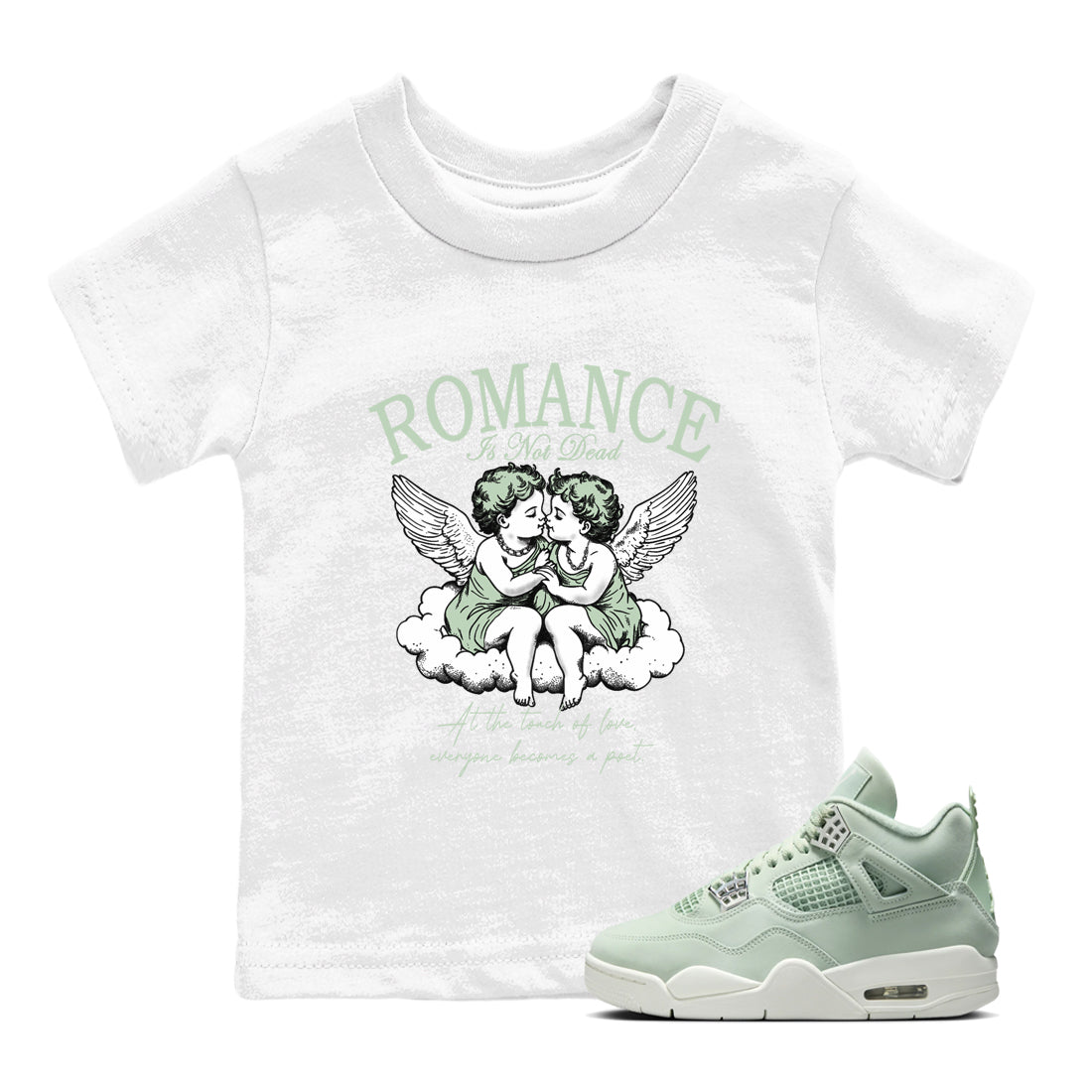 4s Abundance shirts to match jordans Romance Is Not Dead sneaker match tees Air Jordan 4 Seafoam match shoes to clothes SNRT Sneaker Tees Youth Baby White 1 tee
